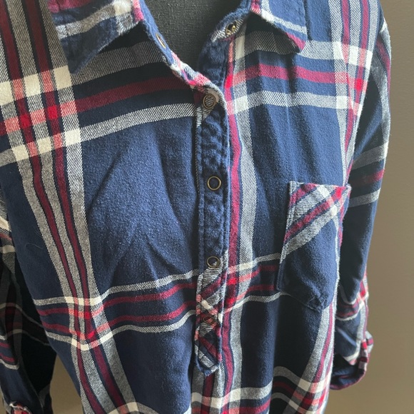 ALC At last classics Blue white red plaid half button down shirt - Picture 4 of 6